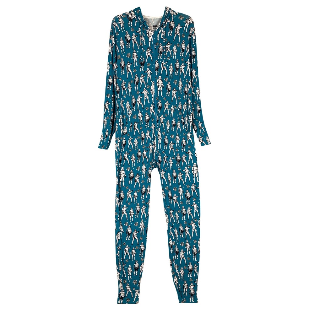 MeUndies Star Wars Stormtrooper Disco Ball Hooded Onesie Unisex S/M Teal Blue